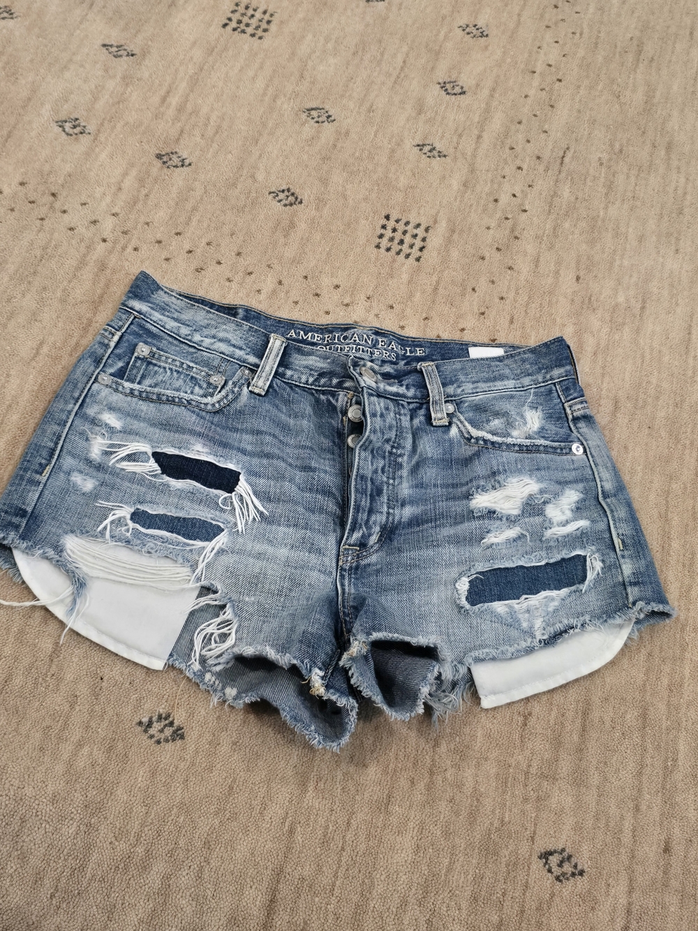 American Eagle Outfitters Women's Distressed Denim Shorts - Blue